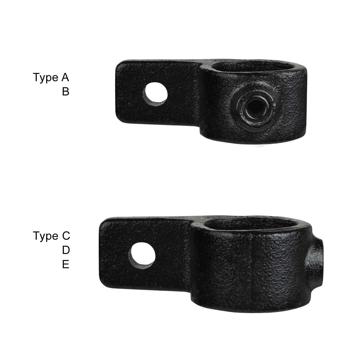 Ösenteil mit Einzellasche, schwarz 33,7 mm (1”)