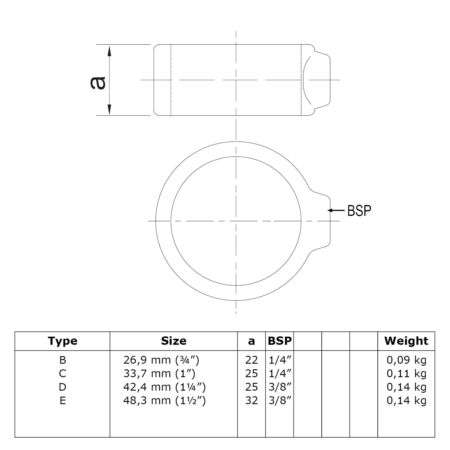 Stellring, Sicherungsring, schwarz 33,7 mm (1”)