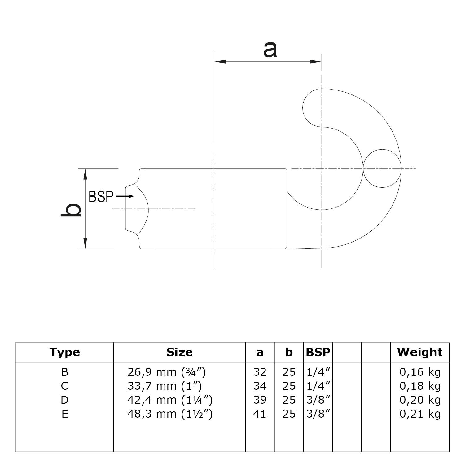 Stellring mit Haken, schwarz 33,7 mm (1”)