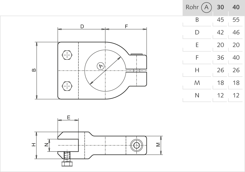 Plattenhalter Aluminium 30mm