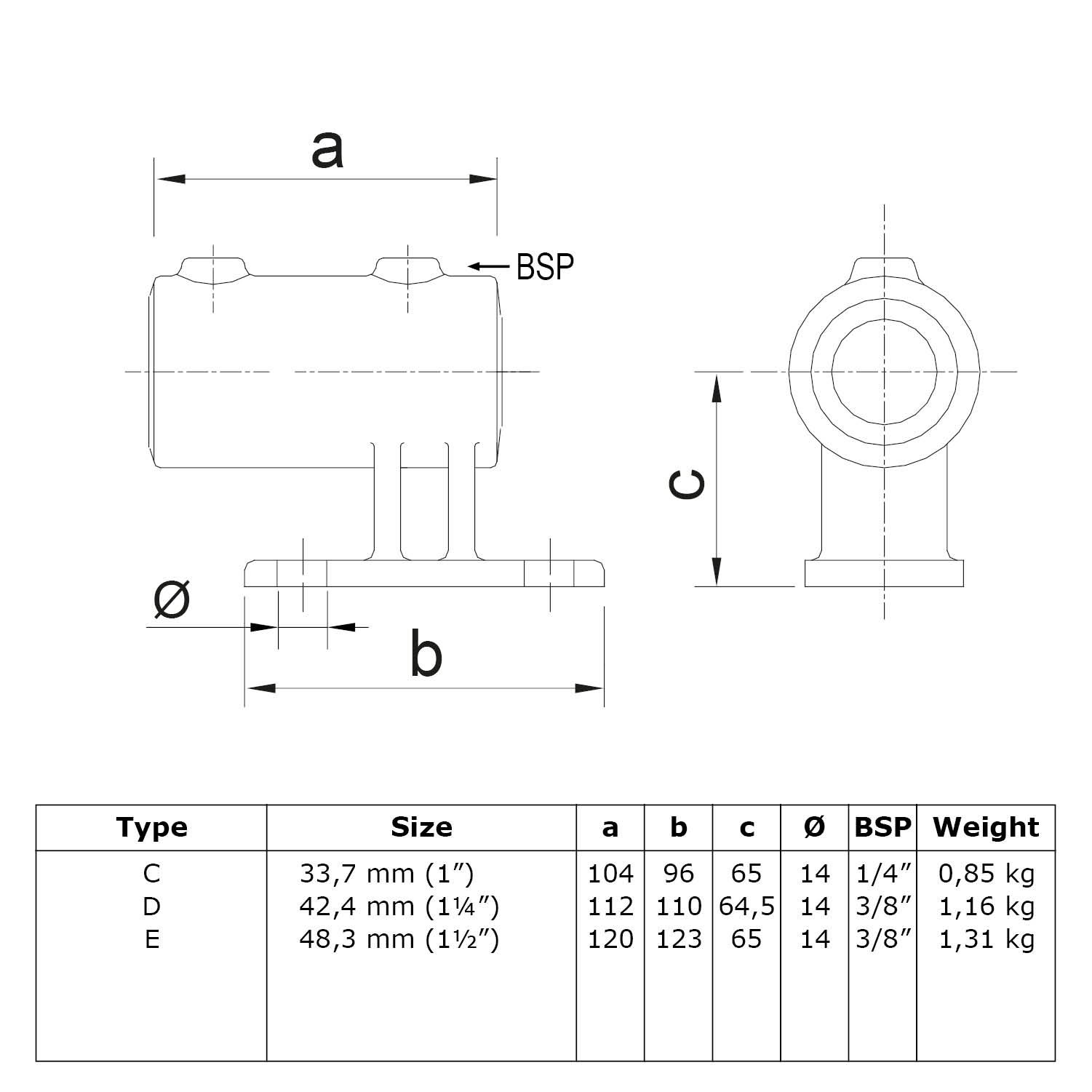 Wandhalter vertikal 33,7 mm (1”)