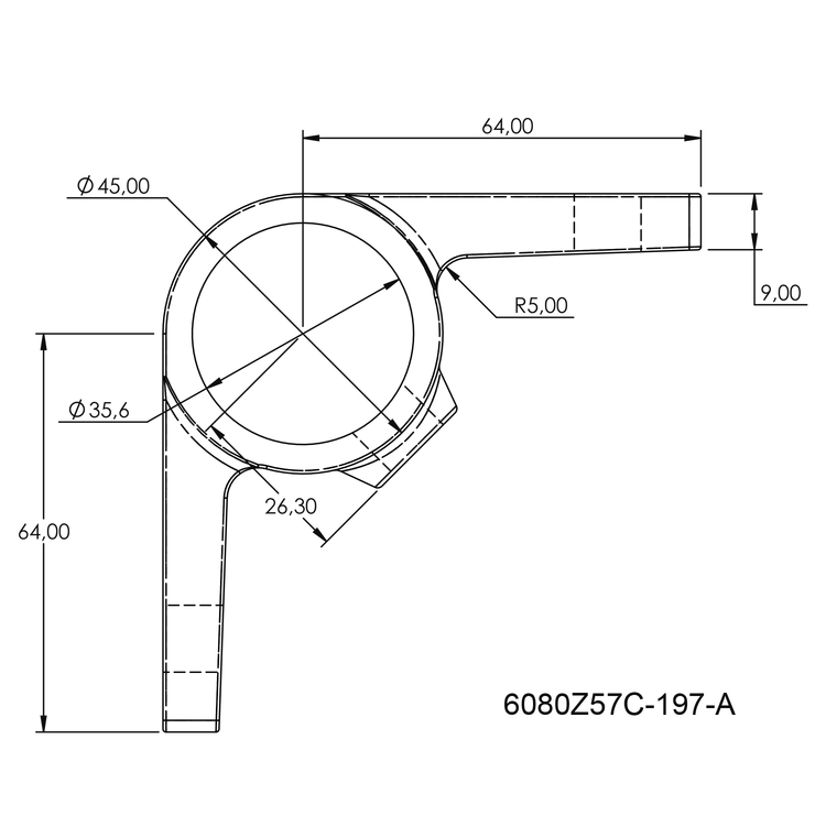 Ösenteil mit Doppellasche 90°, schwarz 33.7 mm (¾”)