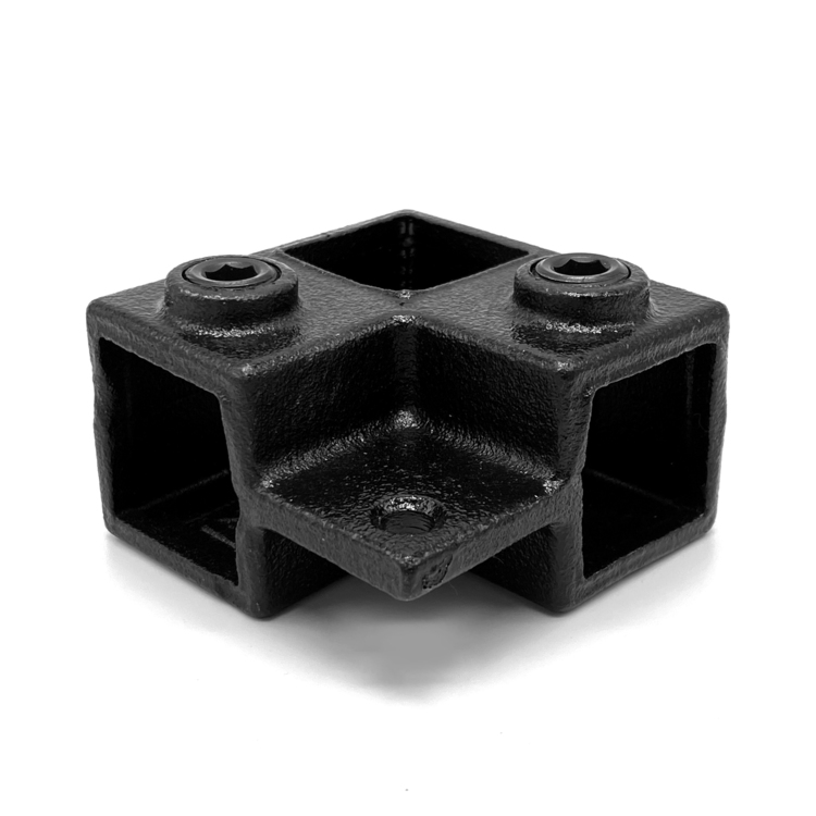 Eckstück durchlaufender Ständer für quadratische Rohre, schwarz - 25 mm Kopie