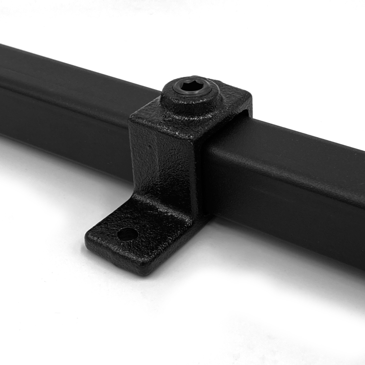 Rohrverbinder für Plattenbefestigung für quadratische Rohre, schwarz - 25 mm