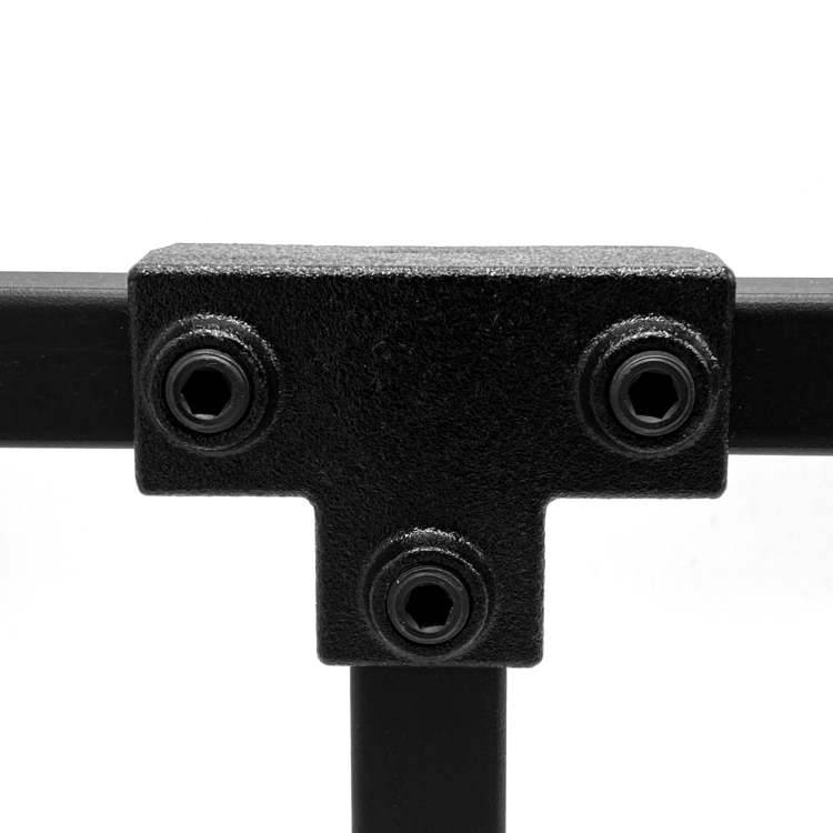 T-Stück, lang für quadratische Rohre, schwarz - 25 mm
