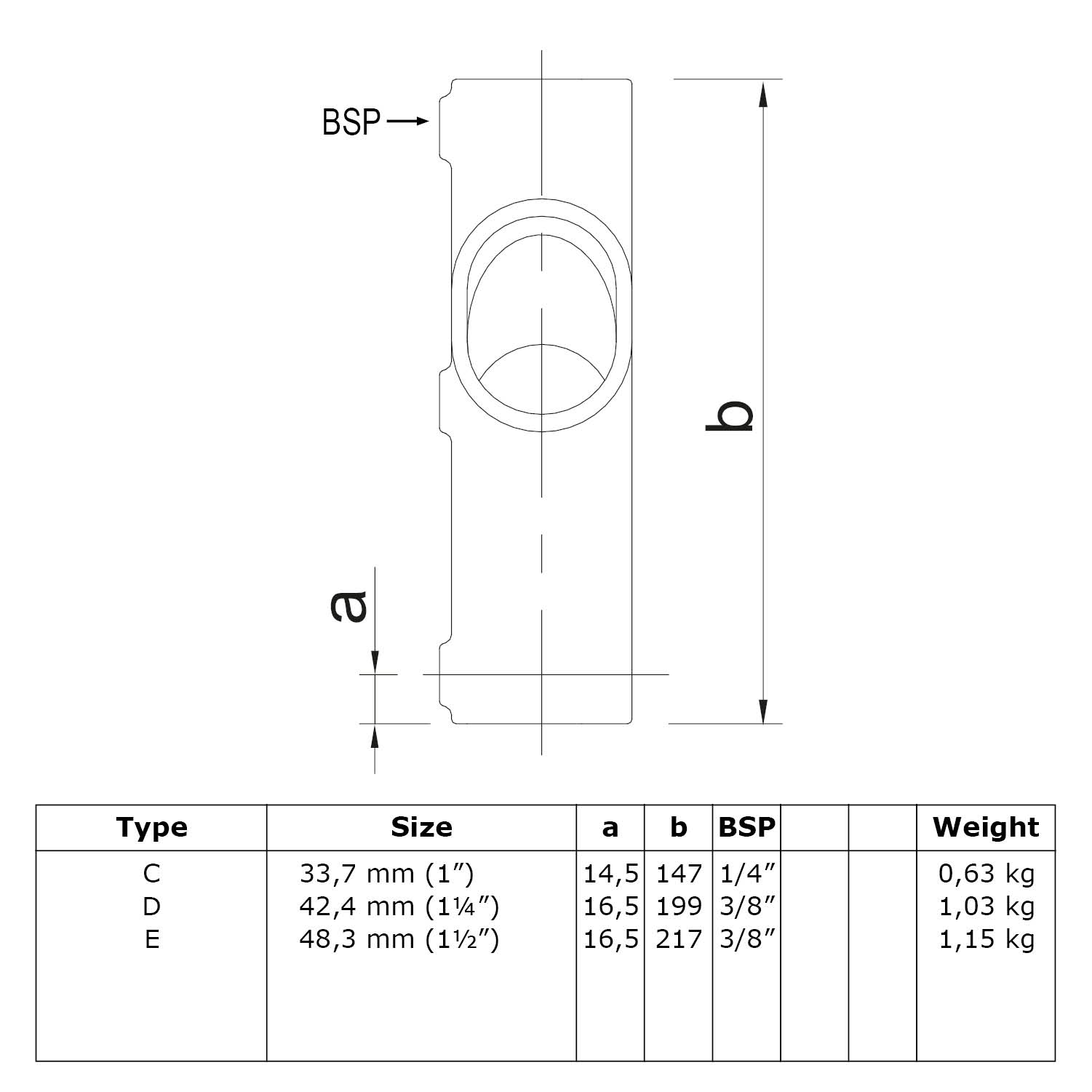 Kreuzstück für Gefälle 30° - 45° 42,4 mm (1¼”)