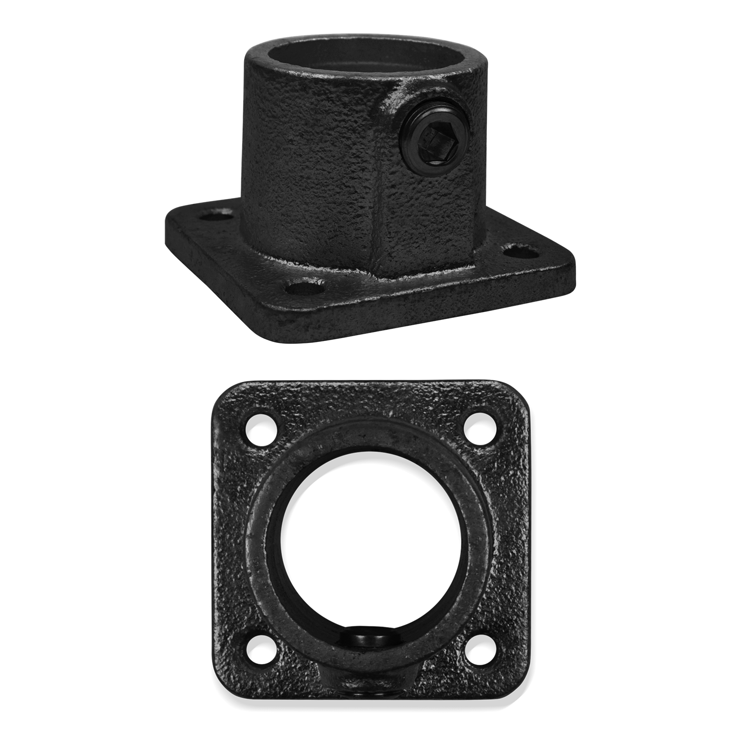 Fussplatte, eckig, durchgehend, schwarz 42,4 mm (1¼”)