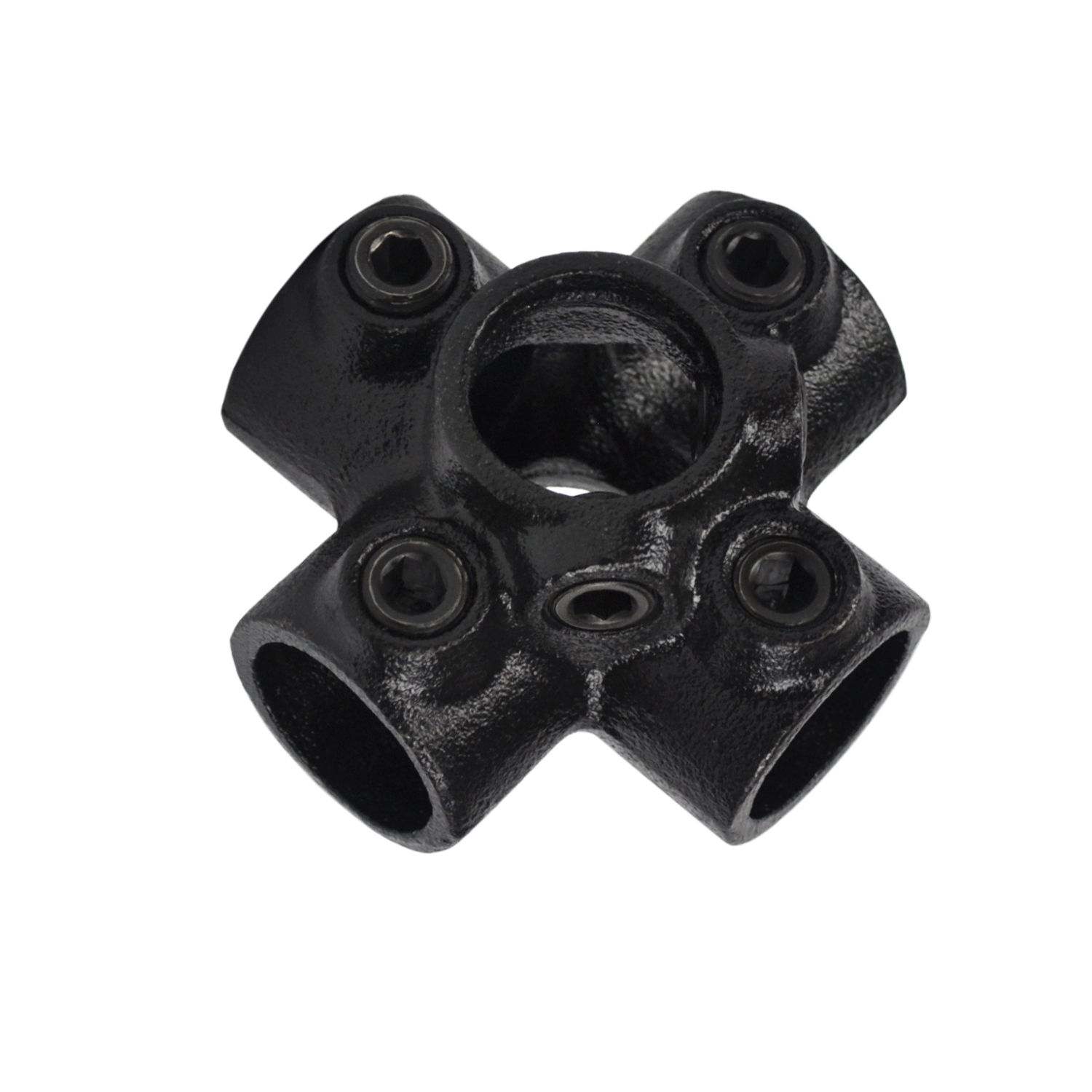 Kreuzstück für Stützrohr. 4-Richtungs-Verbinder, schwarz 26,9 mm (¾”)