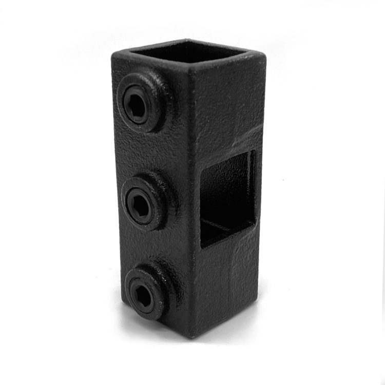 Kreuzstück, durchgehend  für quadratische Rohre, schwarz - 25 mm