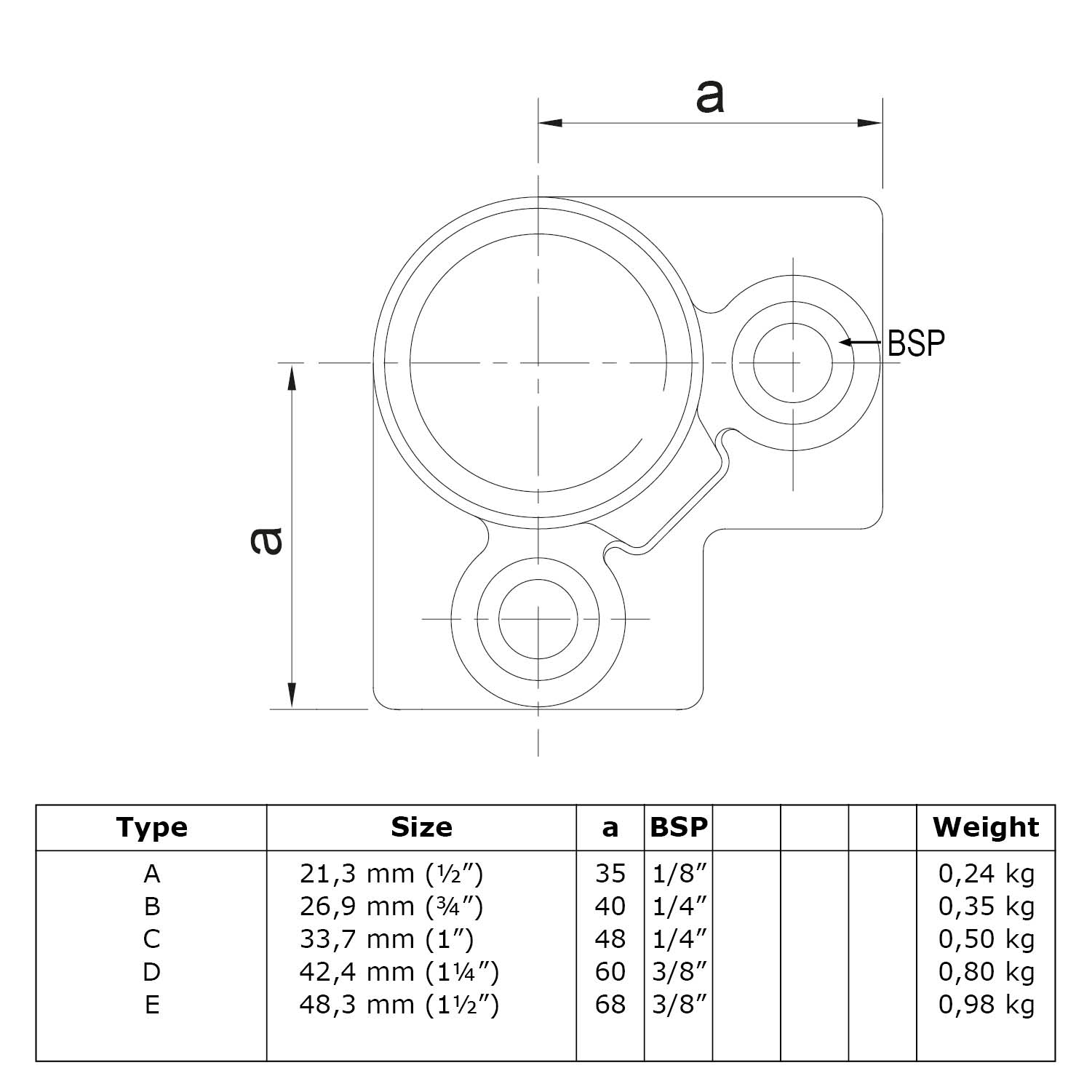 Dreiweg-Eckstück 90° schwarz 26.9mm (3/4")