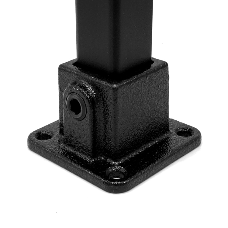 Eckige Fussplatte für quadratische Rohre, schwarz - 25 mm
