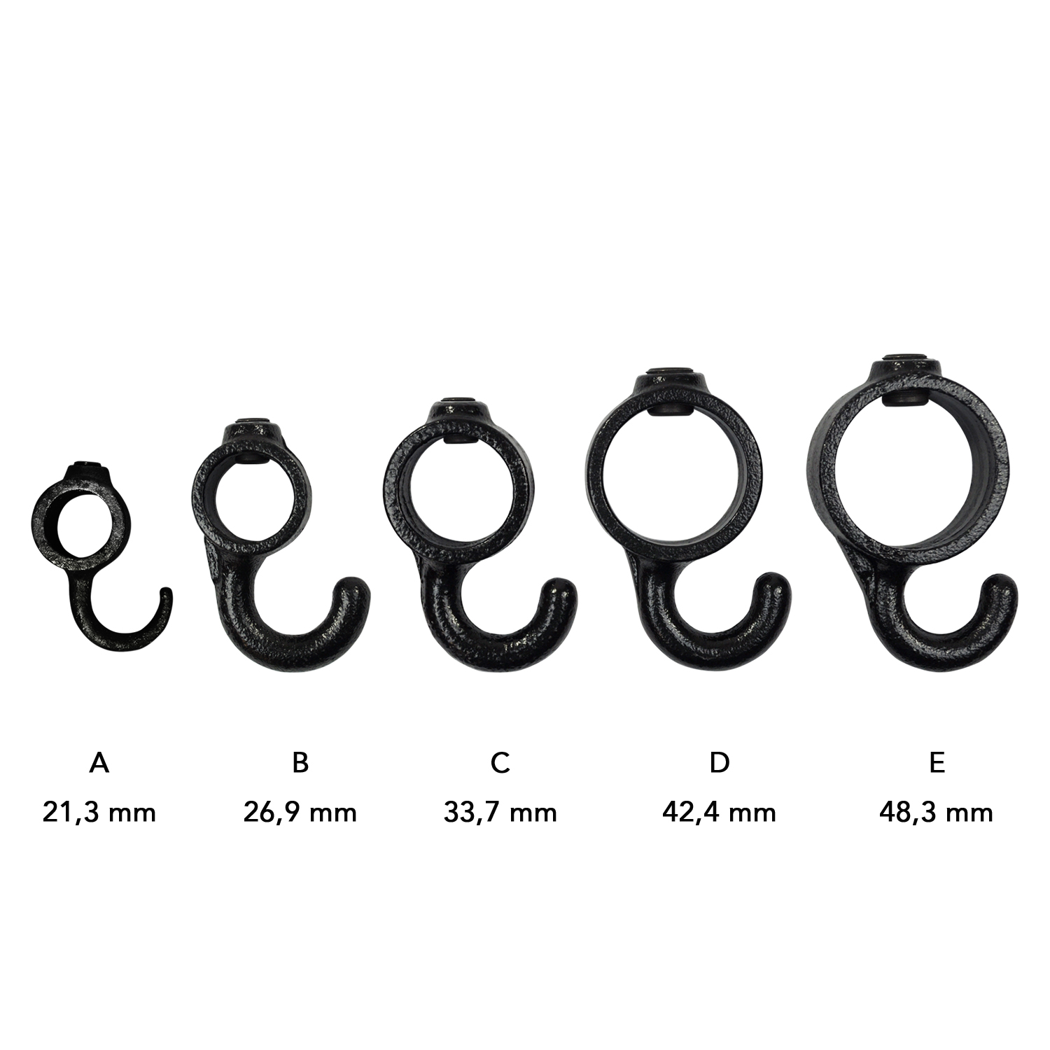Stellring mit Haken, schwarz 33,7 mm (1”)